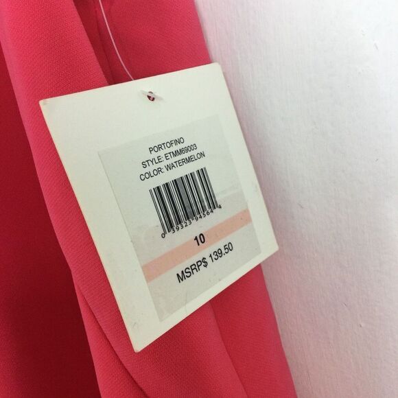 Ellen Tracy Womens Portofino Overlay Sleeveless V-Neck Sheath Dress Watermelon - Picture 4 of 9